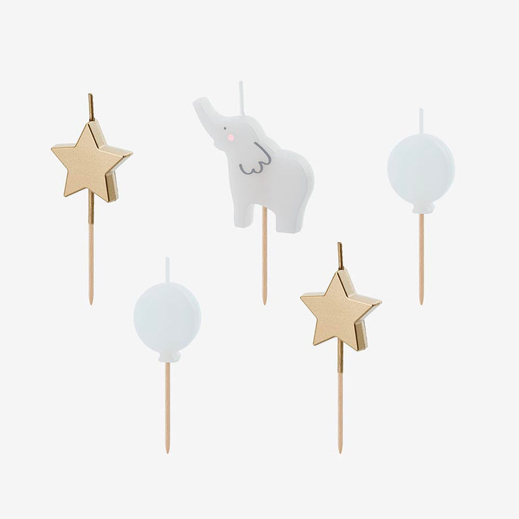 5 bougies anniversaire éléphant : decor gateau anniversaire enfant