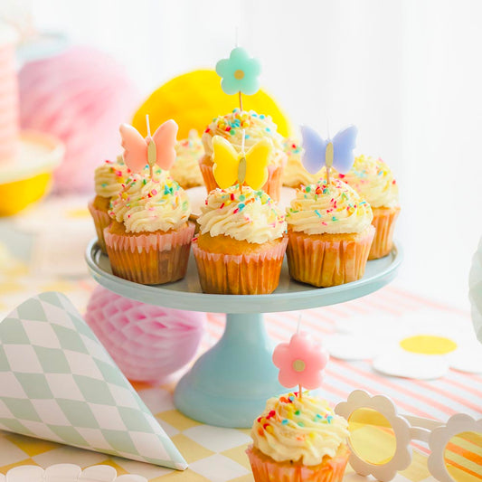 5 bougies anniversaire fleurs et papillons : decor gateau original