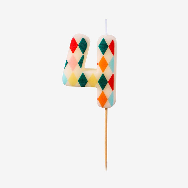 Bougie à losanges colorés, parfaite pour anniversaire ou baptÚme