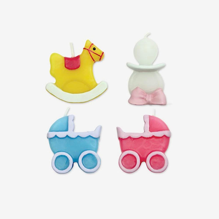 Set de 4 bougies d'anniversaire pour gateau de baby shower