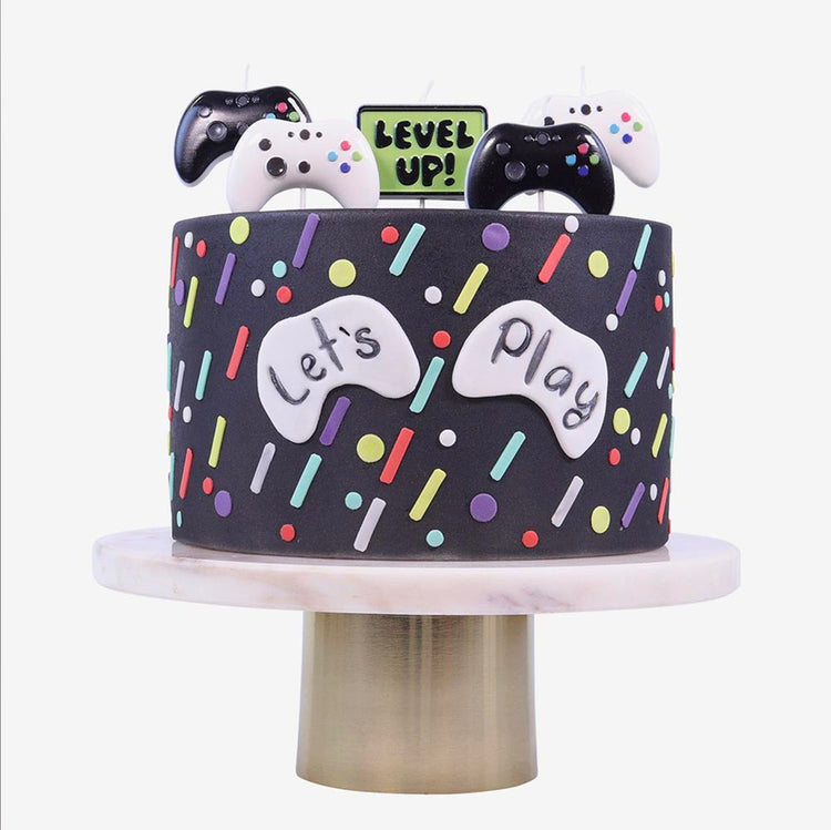 5 bougies anniversaire jeu vidéo : decoration comestible gateau