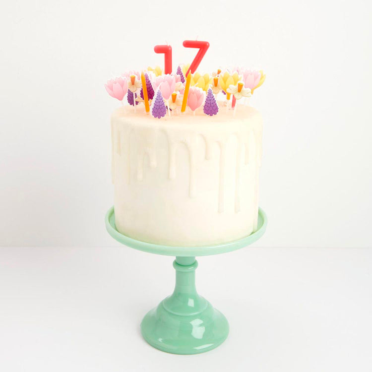 5 bougies anniversaire fleurs jaunes : decoration gateau fleurs