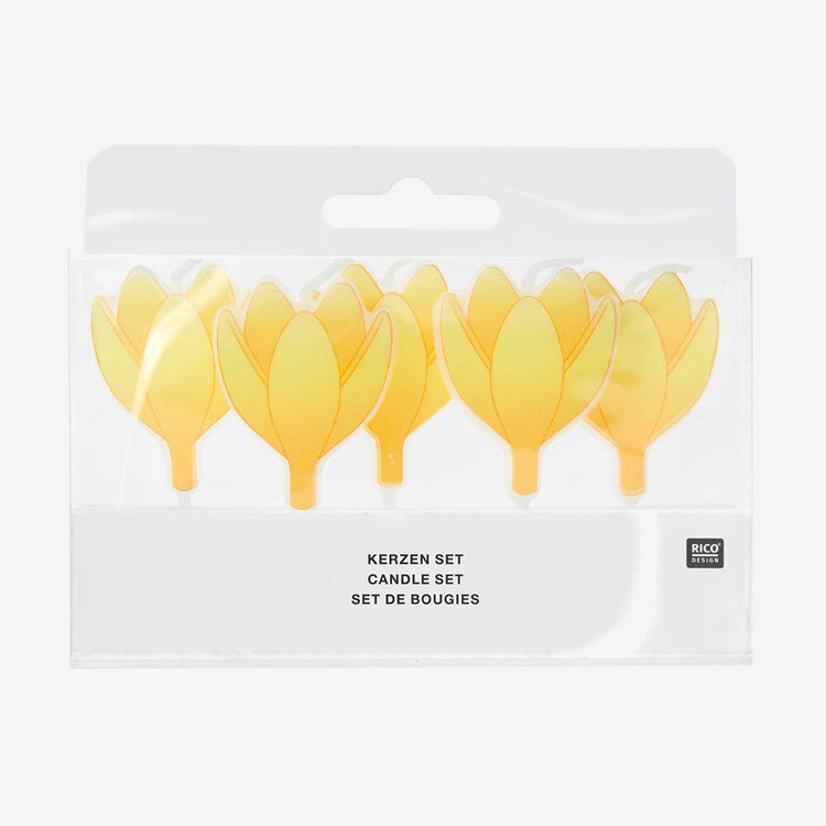 5 bougies anniversaire fleurs jaunes : decor gateau anniversaire chic