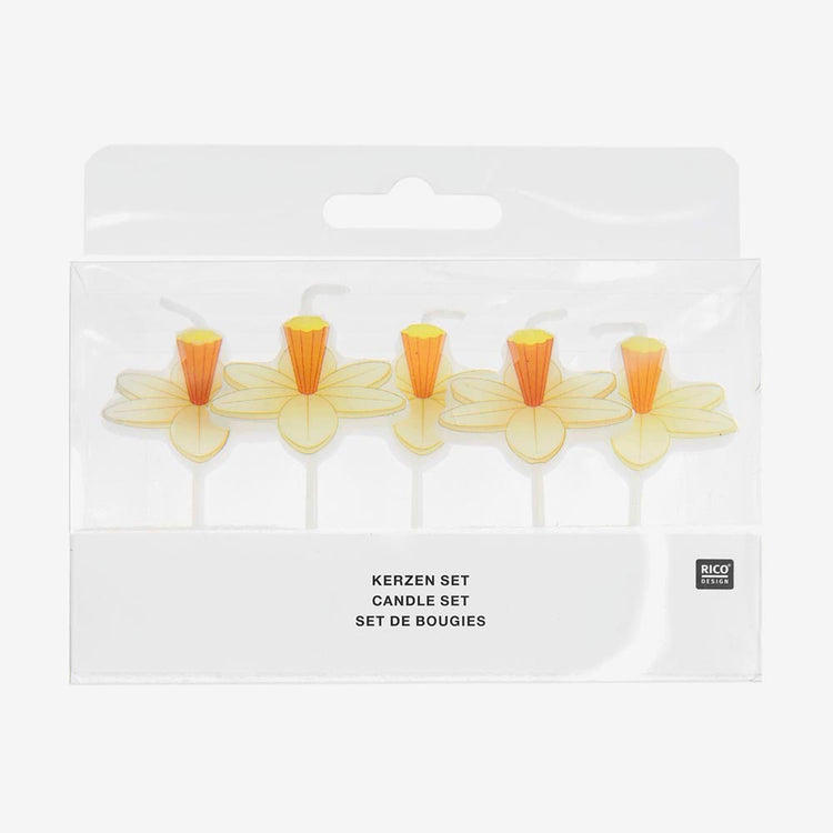 5 bougies anniversaire jonquilles : decoration gateau fille