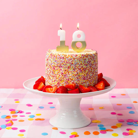 Chiffre 18 en doré, pour gâteau d’anniversaire étincelant