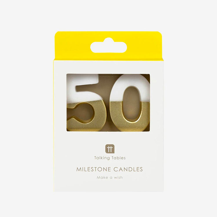 Bougies anniversaire 50 ans, élégance et éclat en doré