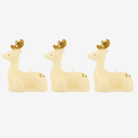 3 bougies décoratives rennes : decoration de table noel nude