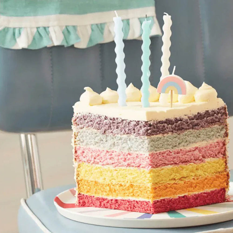 5 bougies arc-en-ciel pour fête colorée et enfantine