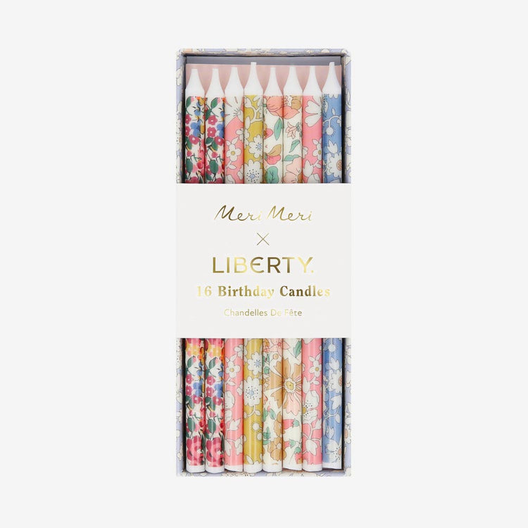 Lot de 16 bougies Liberty, pour une décoration douce et florale