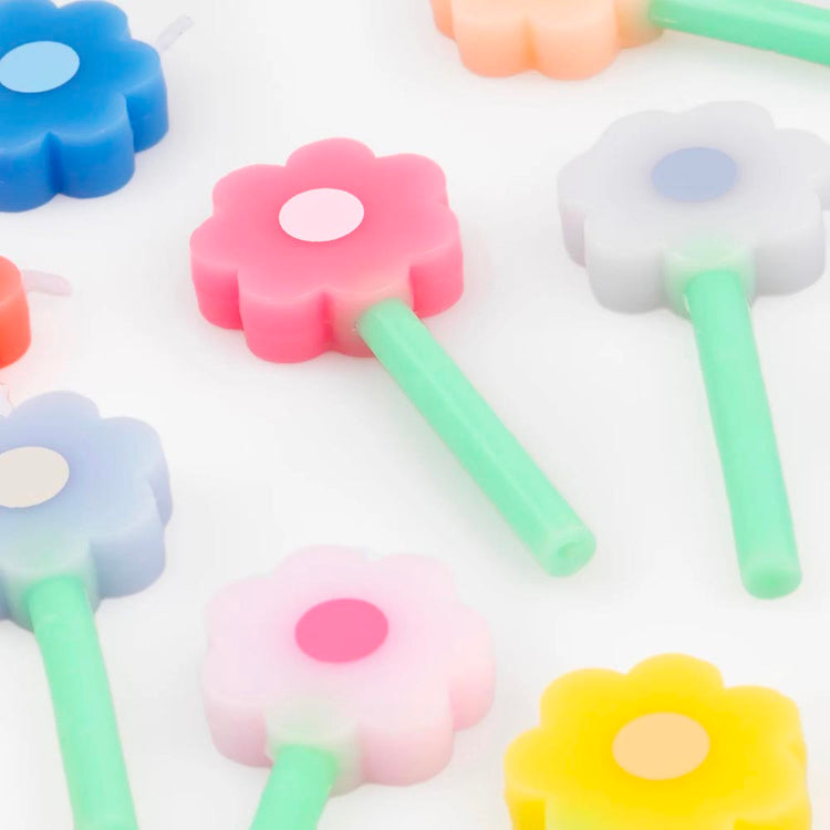 Bougies marguerite, dĂ©co de gĂąteau champĂȘtre et fleurie