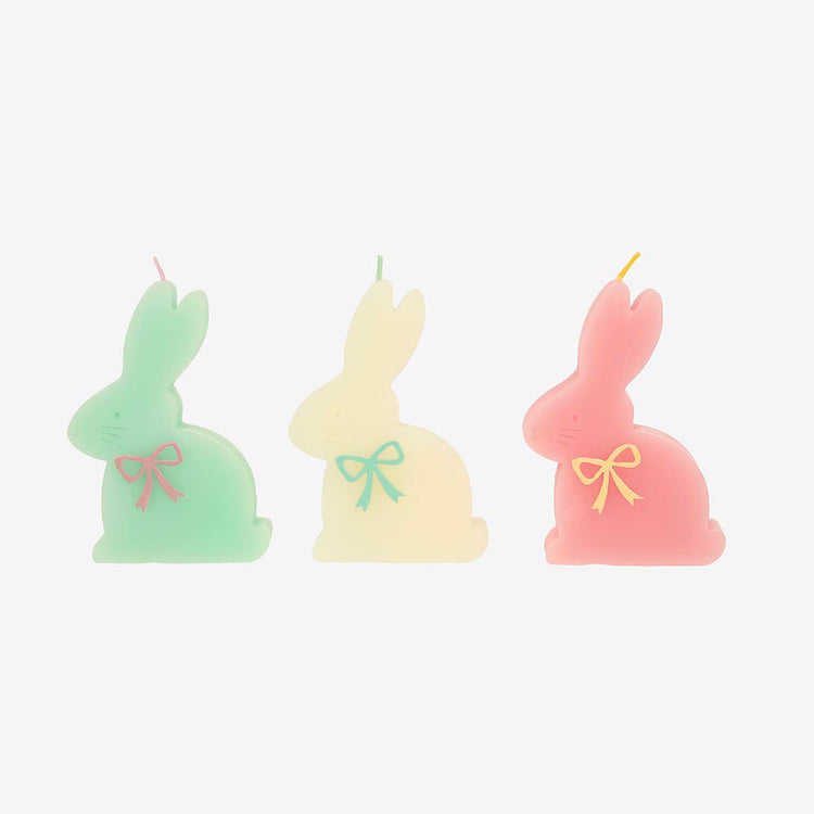3 bougies lapin pastel - idee cadeau anniversaire originale