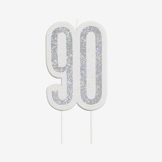 Bougie anniversaire nombre 90 bleue : deco gateau anniversaire