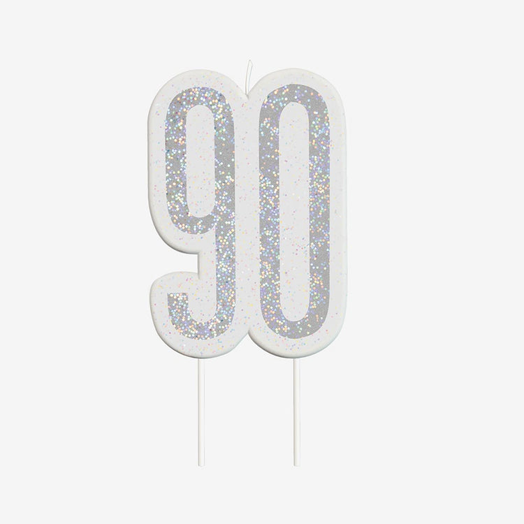 Bougie anniversaire nombre 90 bleue : deco gateau anniversaire