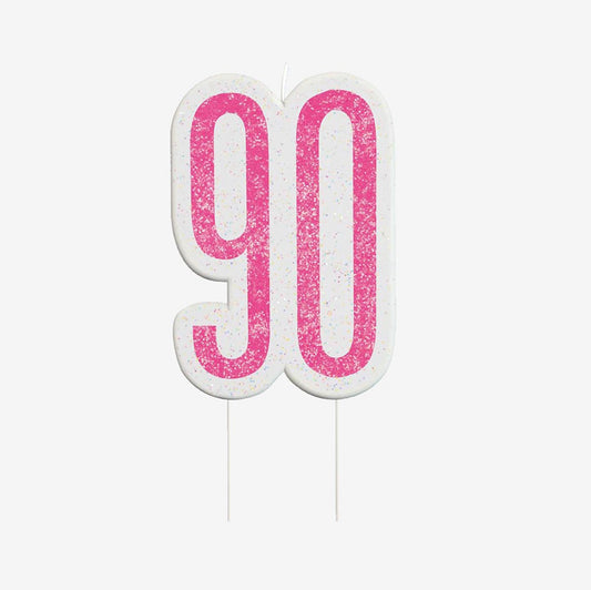 Bougie anniversaire 90 ans rose pour decor gateau anniversaire