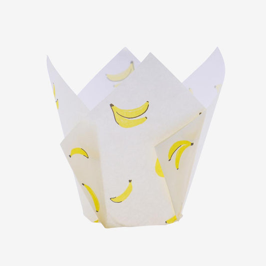 24 caissettes à cupcake bananes, déco gâteau fruitée