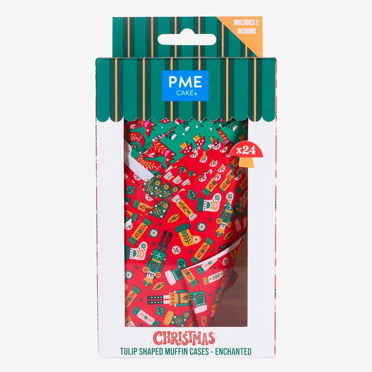 24 caissettes à cupcake de Noël rouge et vert