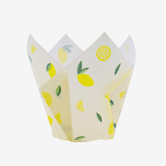 24 caissettes à cupcake citrons, déco muffins estivale et fraîche