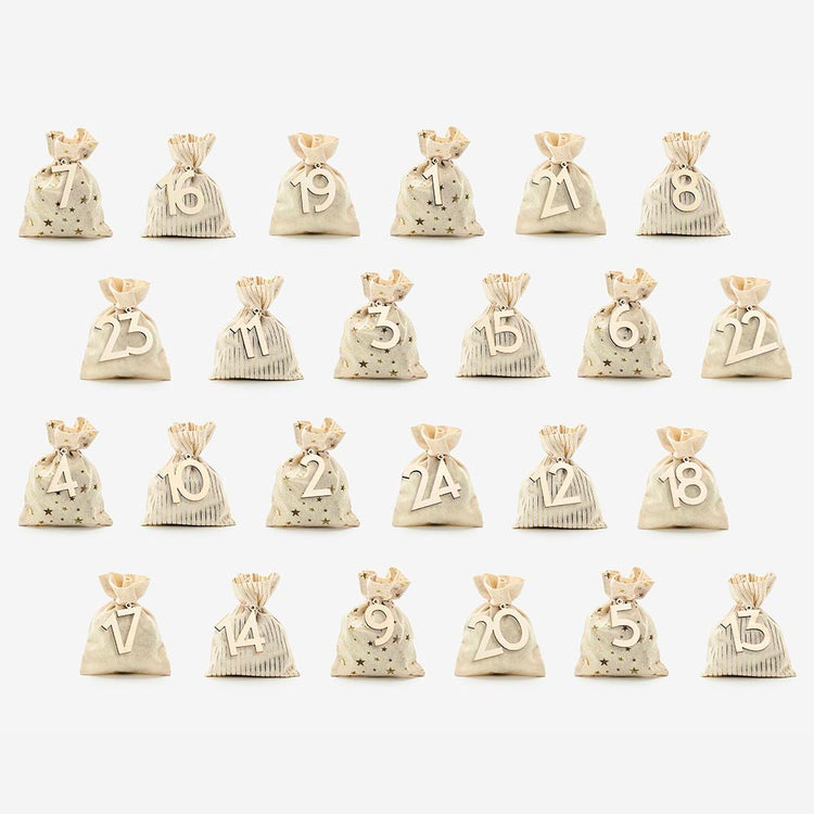Calendrier de l'Avent sachets en coton : idee cadeau de noel adulte
