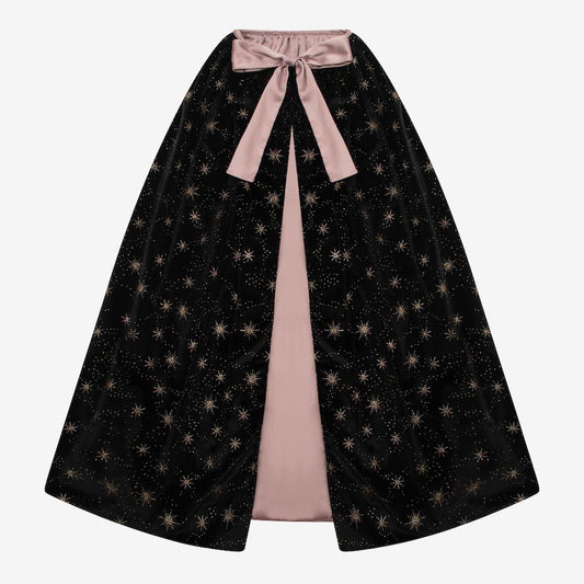 cape noire velours pailletée cadeau d'anniversaire pour un deguisement de sorciere ou halloween