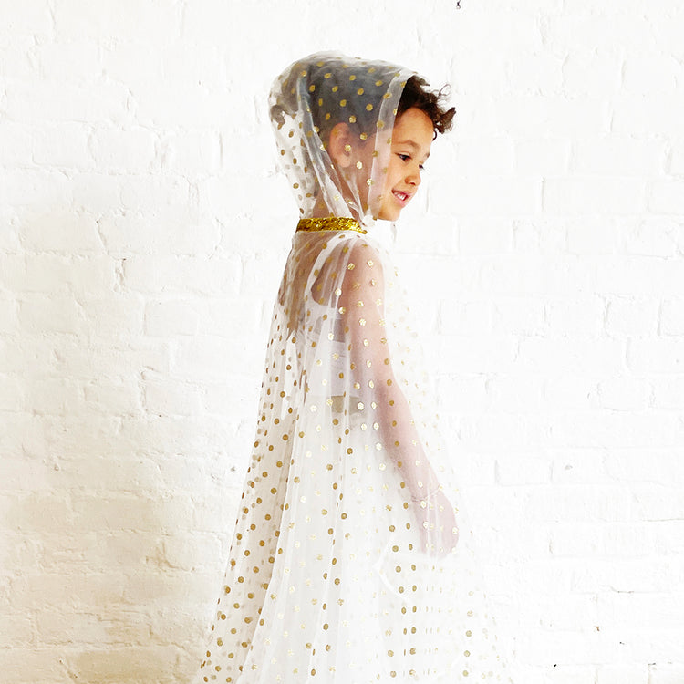 Cape dorée à pois pour enfants - idée cadeau de Noël original