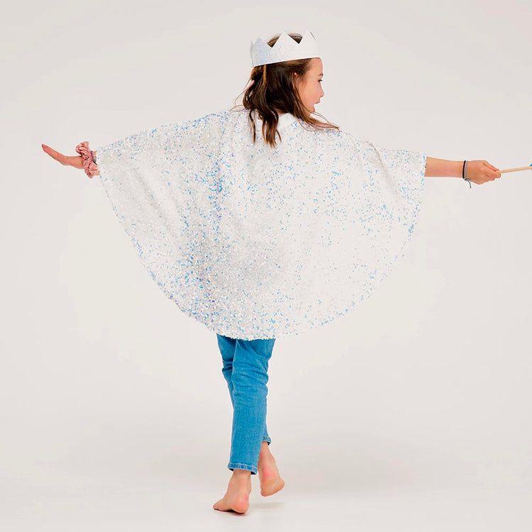 Cape bleue glacée : accessoire deguisement de noel enfant
