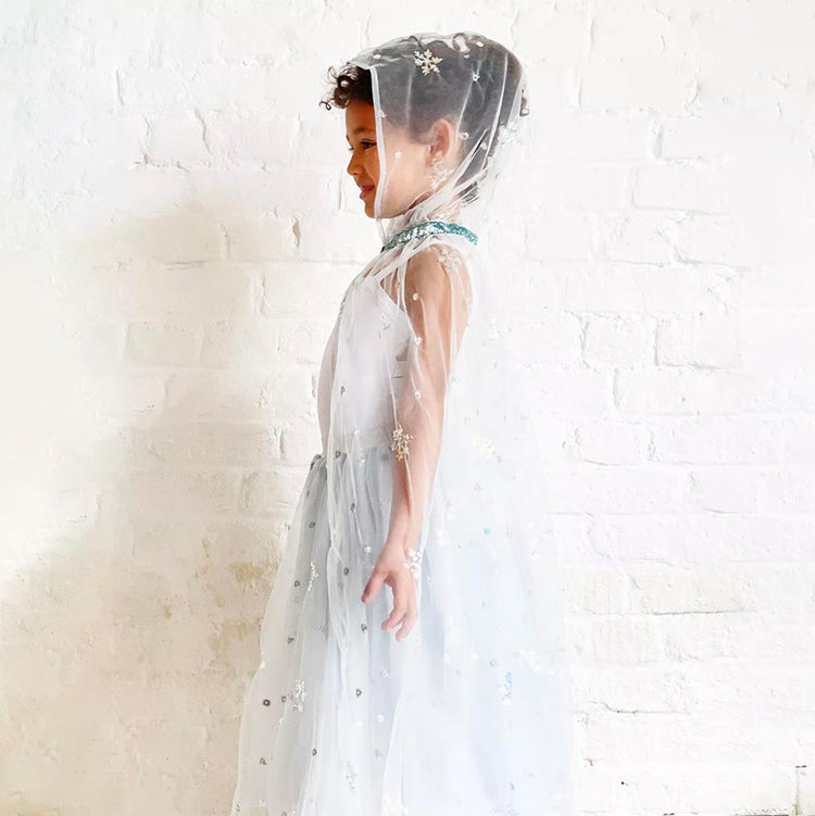 Cape en tulle bleue - Princesse des glaces - Carnaval, anniversaire