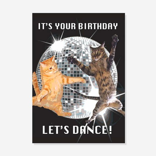 Carte d'anniversaire chats disco : papeterie anniversaire enfant