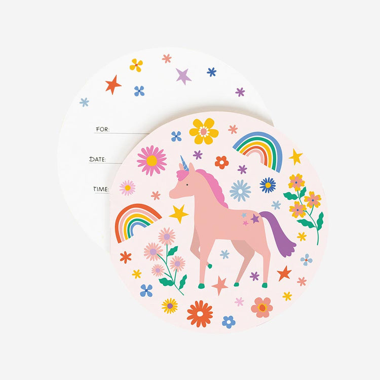 Cartes d’invitation licorne féérique pour goûter magique