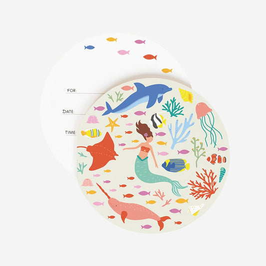 Cartes d’anniversaire sirène pour fête sous la mer