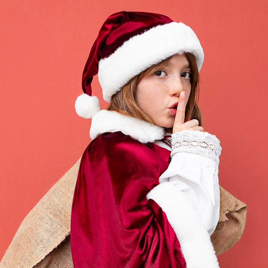 Chapeau de Père Noël rouge velours : deguisement pere noel chic