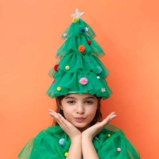 chapeau tulle vert sapin de noël cadeau à offrir sous le sapin