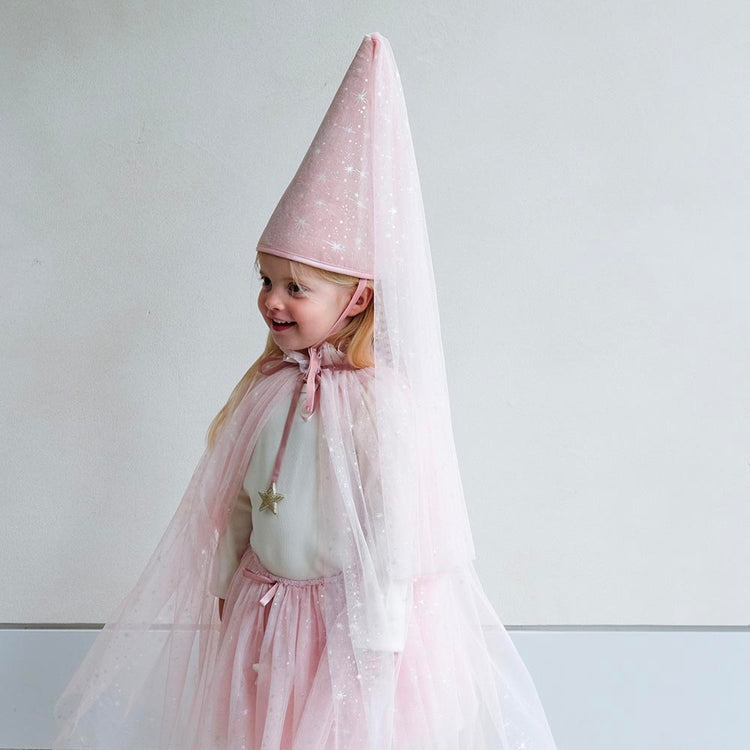 Chapeau de princesse rose scintillant : idée accessoire déguisement princesse enfant