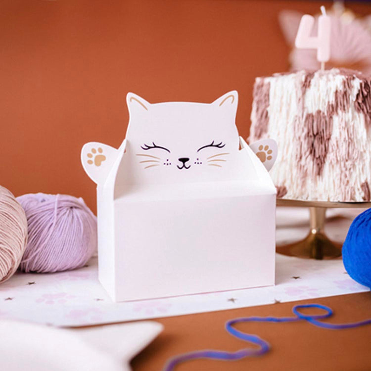 6 boîtes en carton chat à remplir de goodies anniversaire