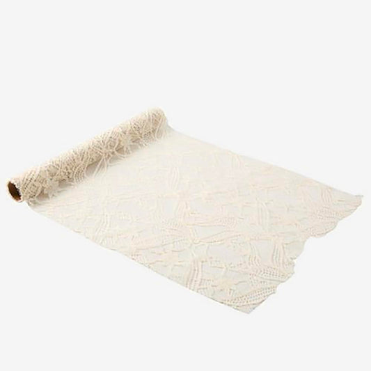 Chemin de table dentelle ivoire : deco de table mariage