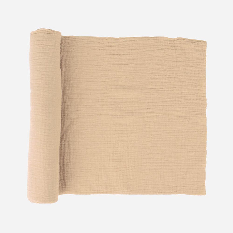 Chemin de table gaze de coton beige : decoration de table boheme