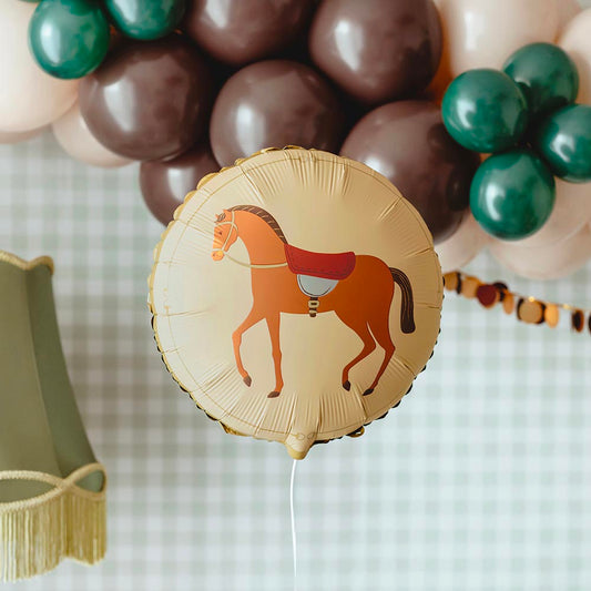 ballon cheval beige doré ambiance anniversaire equitation festive