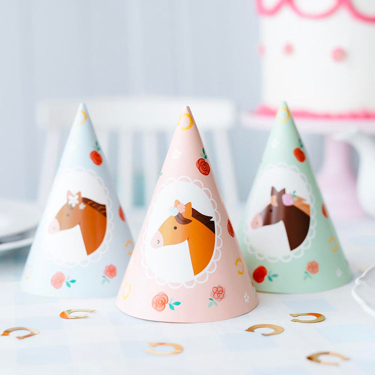6 chapeaux pointus cheval fleuri : accessoire deguisement enfant