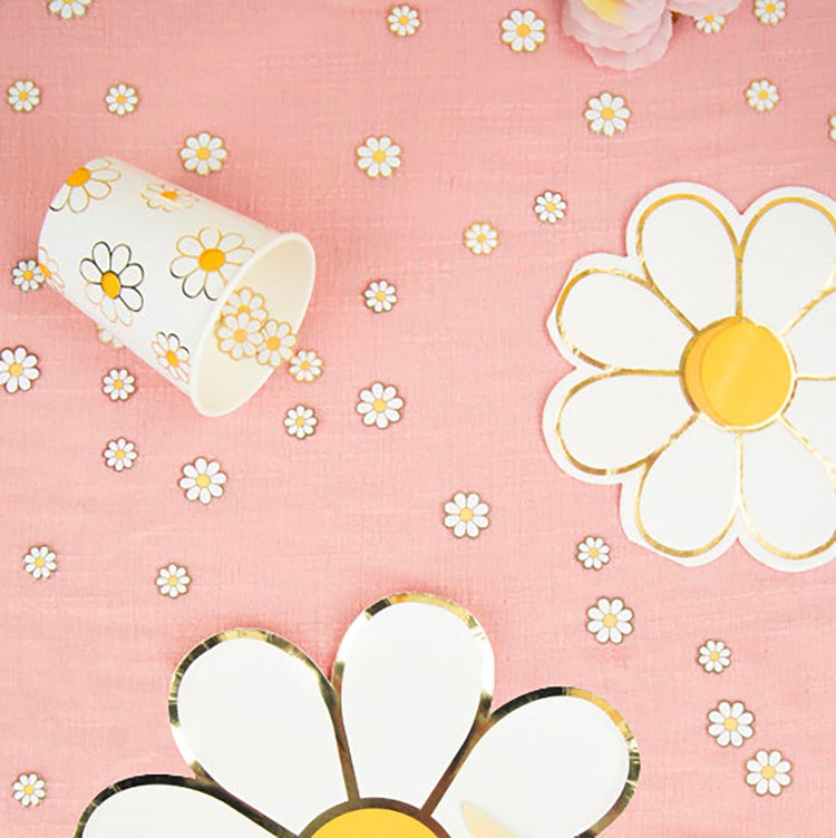 16 serviettes en papier marguerites : deco de table champetre
