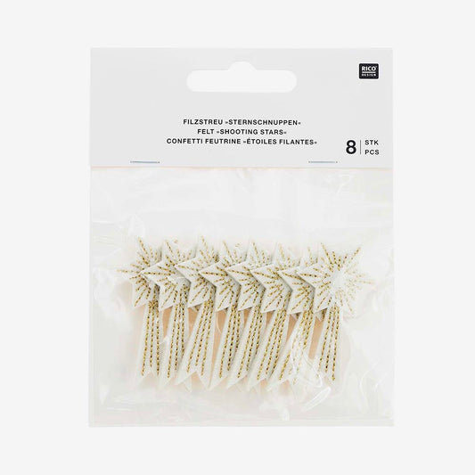 Rico Design : 8 confettis en feutrine forme d'étoile filante blanche