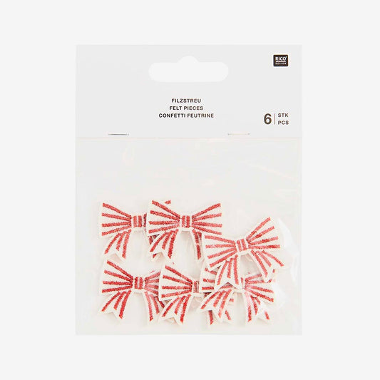 6 confettis nœuds en feutrine parfait pour déco de Noël