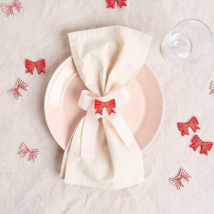 6 confettis nœuds en feutrine parfait pour décorer sa maison pour Noël