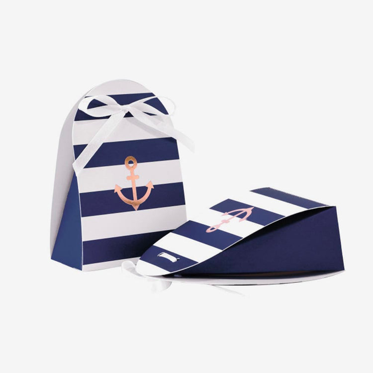 8 contenants motif marinière pour dragées et petits cadeaux d'invités