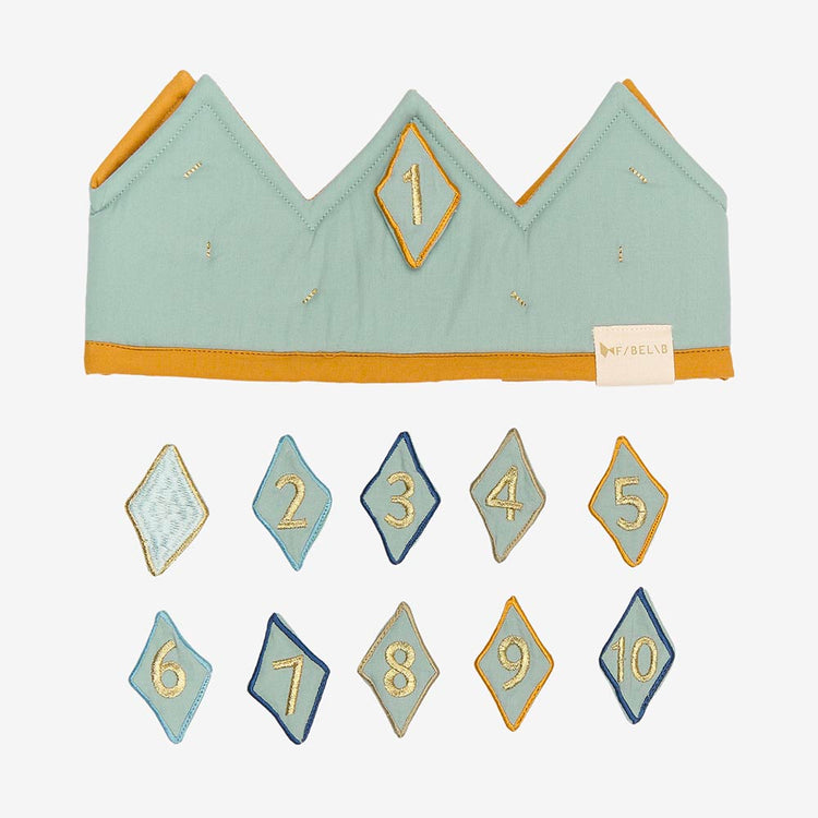 Couronne bleue anniversaire avec chiffre, pour garçon