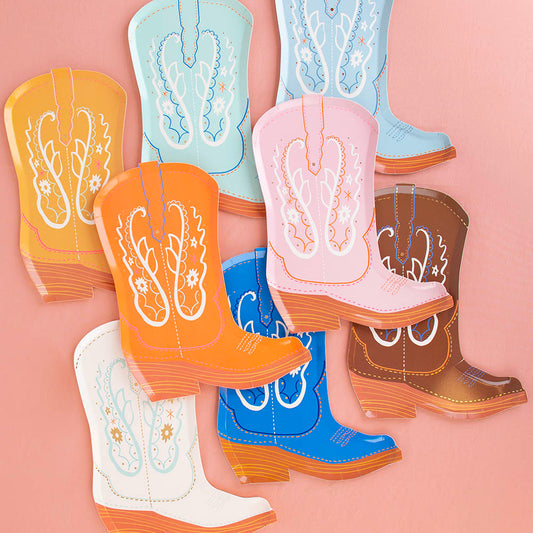 Assiettes santiags pour anniversaire western ou cowboy