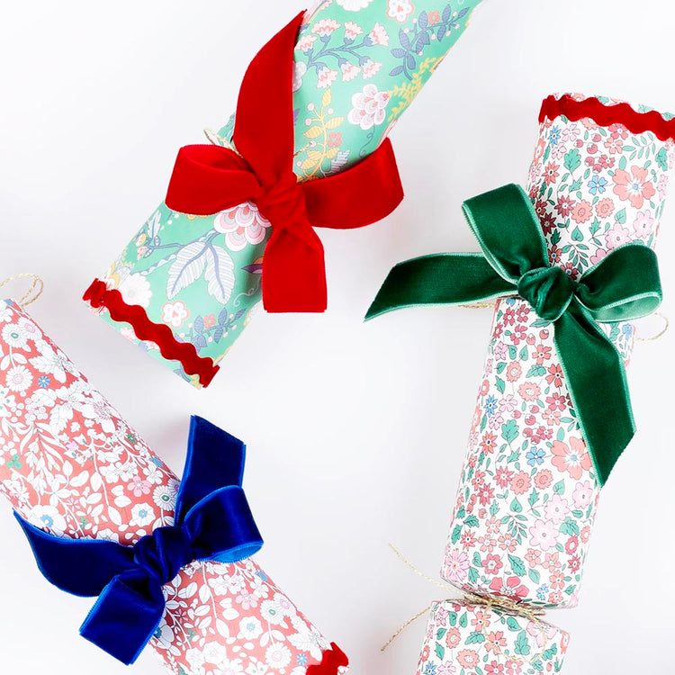 6 crackers liberty meri meri : décoration table noel, cadeau pour invité noël ou anniversaire