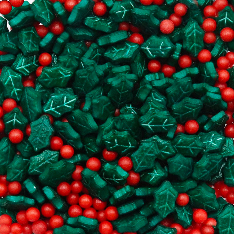 Décorations houx en sucre pour bûche de Noël