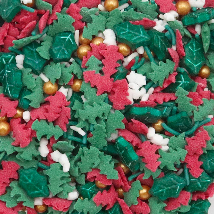 Décorations sucrées pour patisseries de Noël en forme de houx et sapin