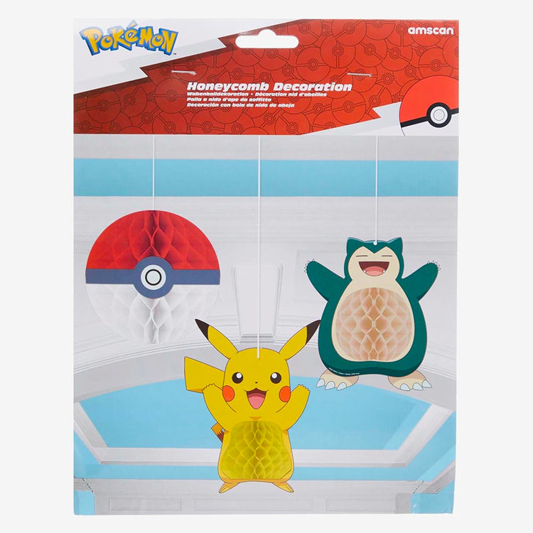 3 décorations alvéolées Pokémon : deco anniversaire garcon