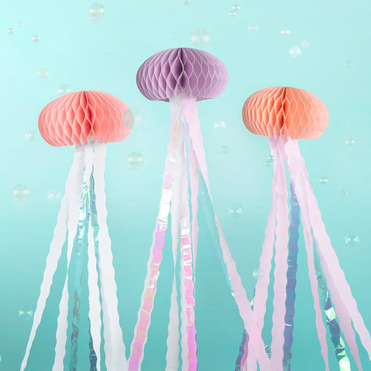 Décos suspendues méduses pastel, fête sirène ou océan