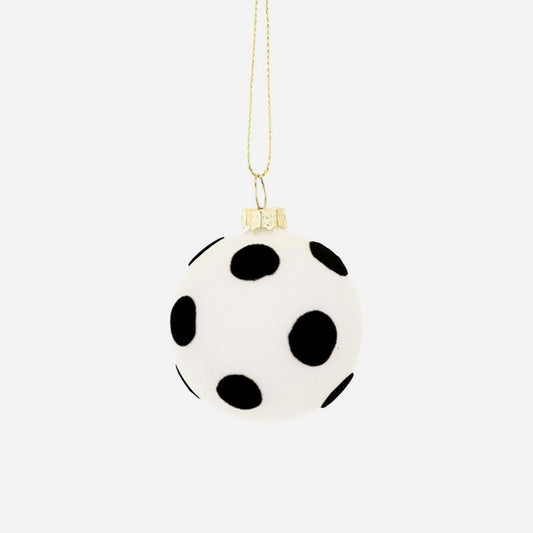Décoration de Noël - Boule blanche à pois noirs